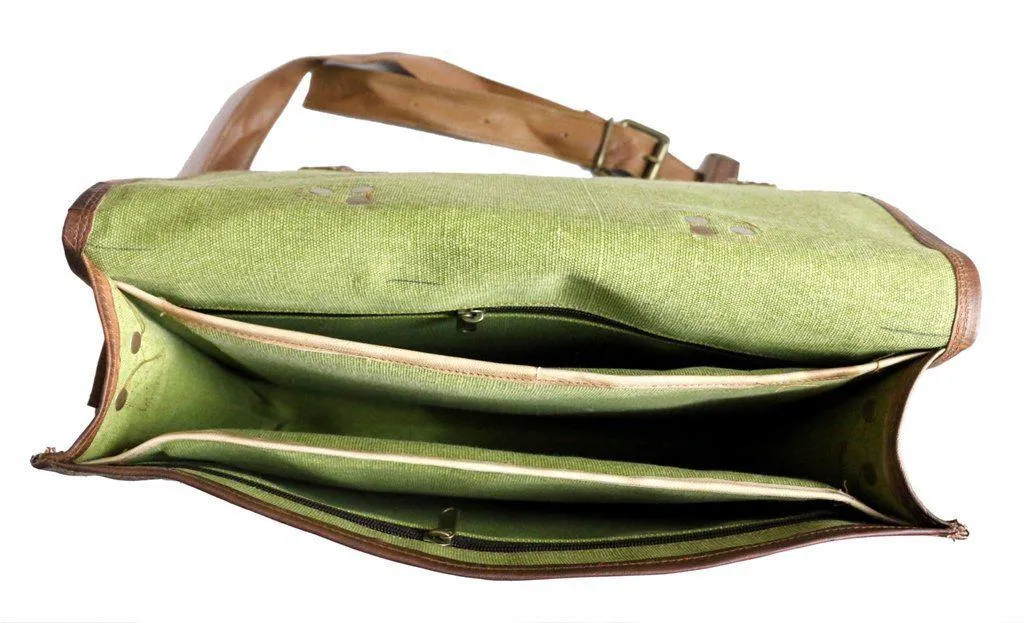 Pure Leather Vintage Leather Cross-body Messenger Satchel Bag(13.3 Inches)