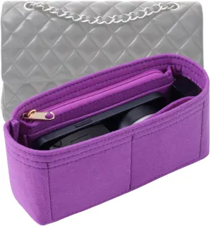 Purse Organizer Insert for Chanel Classic Flap Large Bag Organizer Insert Handbag (Violet, Large)