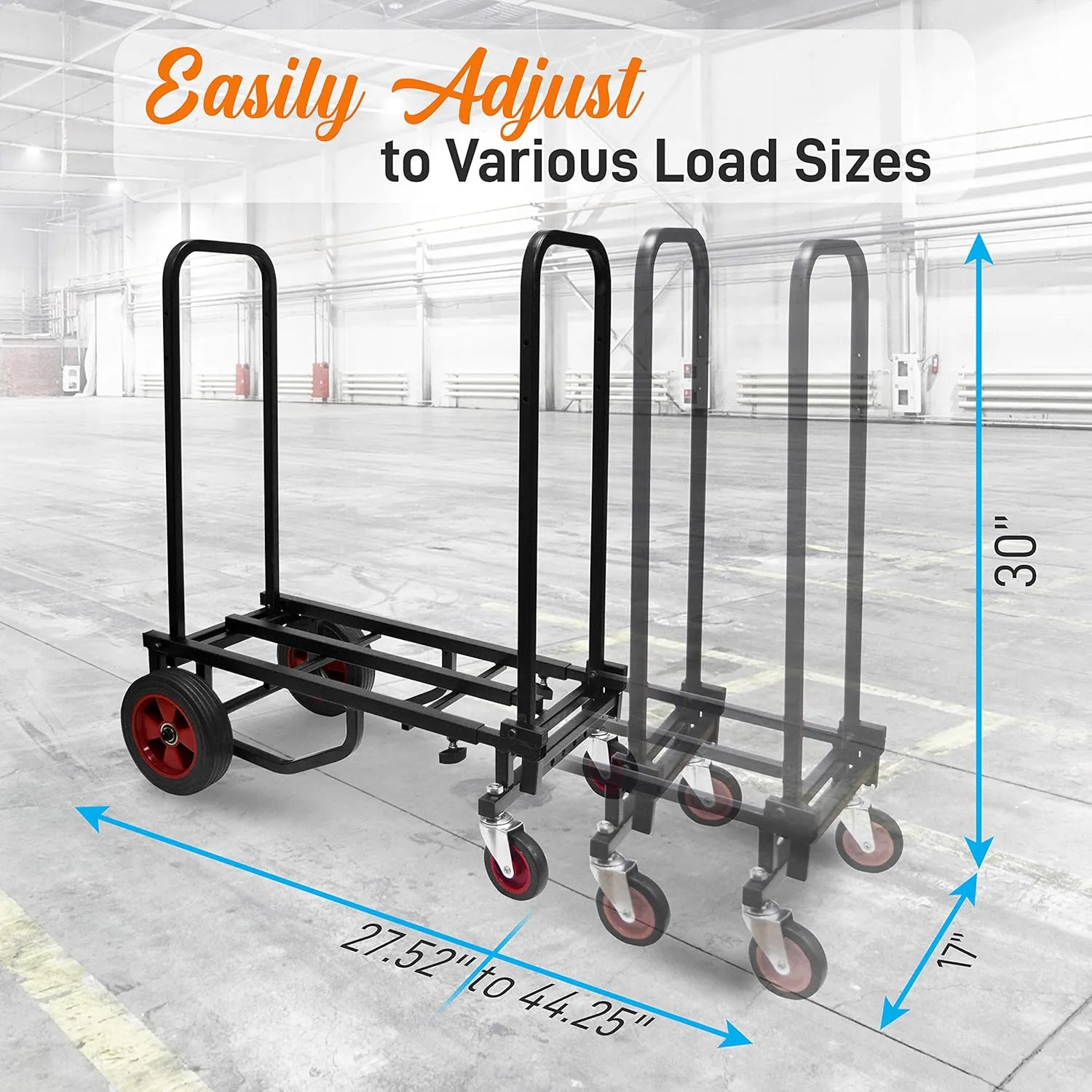 Pyle Adjustable Professional Equipment - Compact 8-in-1 Folding, Foldable and Lightweight, Hand Truck/Dolly/Platform Cart, Extends Up to 27.52'' to 44.25'' - Pyle PKEQ48