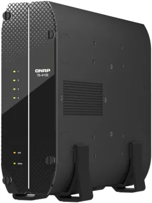 QNAP TS-410E-8G-US 4 Bay Professional fanless Desktop NAS with Intel Celeron Quad-core Processor, 8 GB DDR4 RAM and Dual 2.5GbE (2.5G/1G/100M) Network Connectivity (Diskless)