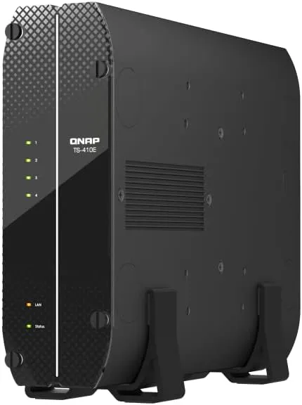 QNAP TS-410E-8G-US 4 Bay Professional fanless Desktop NAS with Intel Celeron Quad-core Processor, 8 GB DDR4 RAM and Dual 2.5GbE (2.5G/1G/100M) Network Connectivity (Diskless)