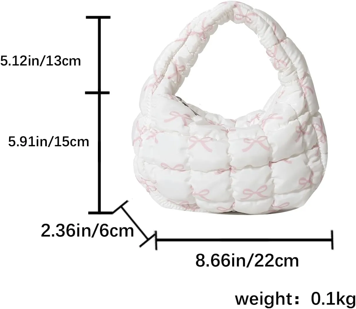 Quilted MINI Handbag and Purses Women Puffer Nylon Hobo Cotton Padded Purse Work Travel Lightweight