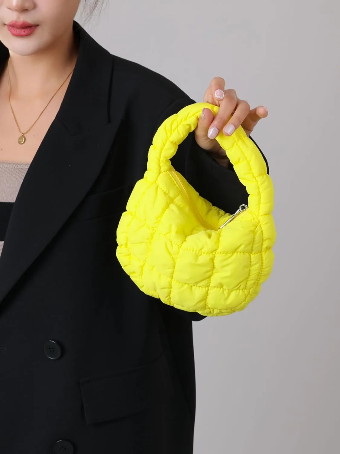 Quilted MINI Handbag and Purses Women Puffer Nylon Hobo Cotton Padded Purse Work Travel Lightweight