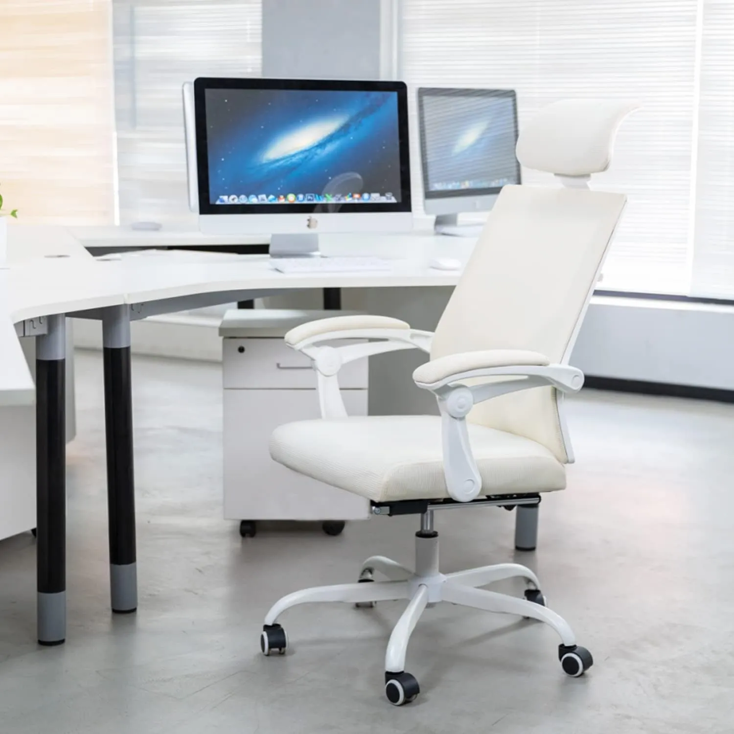 Qulomvs Ergonomic Office Chair,Mesh Office Chair with Headrest and Backrest,Computer Desk Chair 90-135 Adjustable Home Office Desk Chair with Wheels 360 Swivel Task Chair