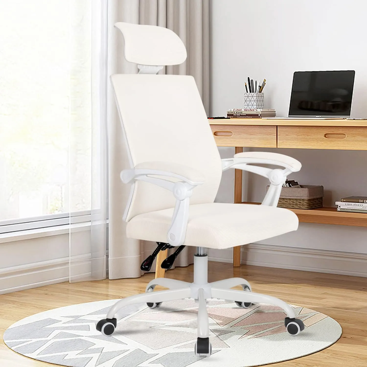 Qulomvs Ergonomic Office Chair,Mesh Office Chair with Headrest and Backrest,Computer Desk Chair 90-135 Adjustable Home Office Desk Chair with Wheels 360 Swivel Task Chair