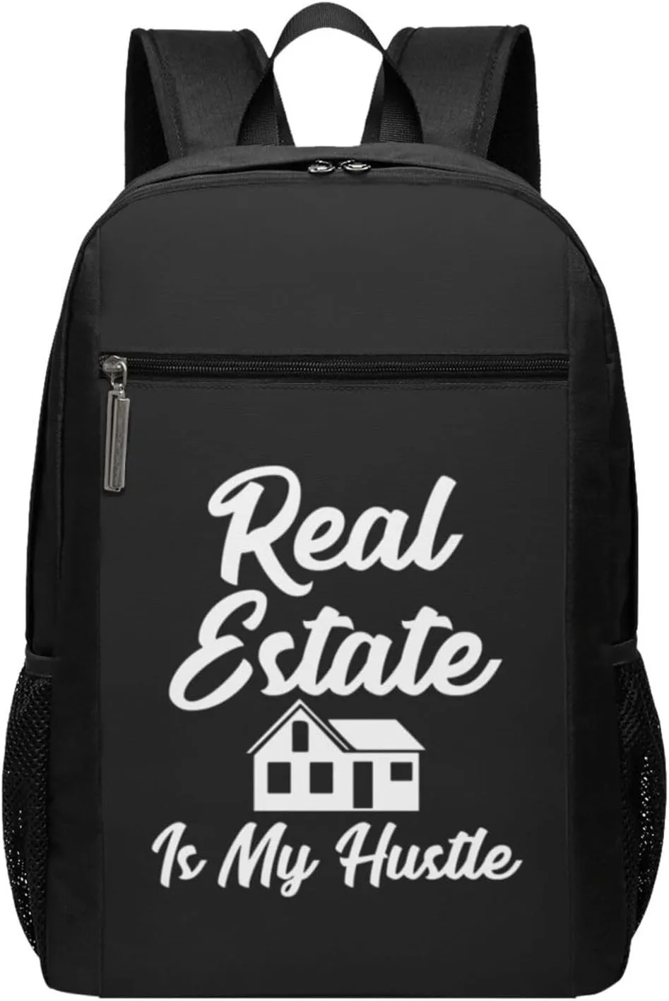 Real Estate is My Hustle Funny Realtor Gift Travel Laptop Backpack, Business Anti Theft Slim Sturdy Laptops Backpacks, College Computer Bag Gift for Men & Women Fits 17 Inch Notebook,Black