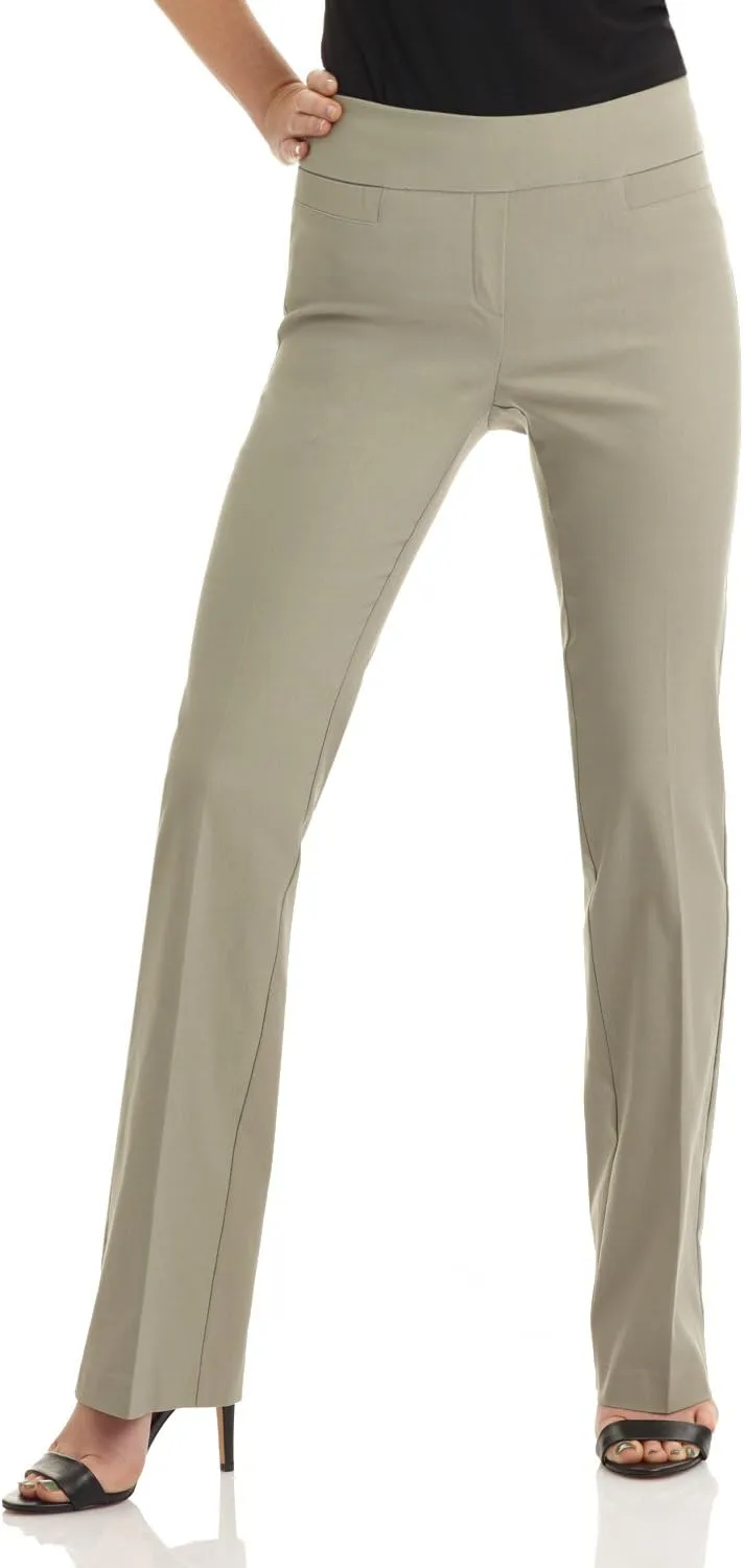 Rekucci Womens Ease into Comfort Stretchy Business Casual Bootcut Pull-On Everyday Office Pant in Regular/Tall/Petite Sizes