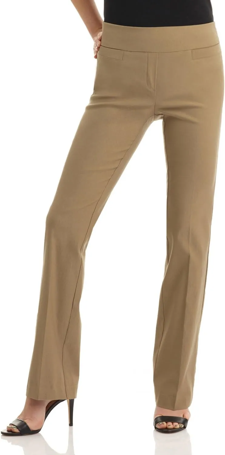Rekucci Womens Ease into Comfort Stretchy Business Casual Bootcut Pull-On Everyday Office Pant in Regular/Tall/Petite Sizes