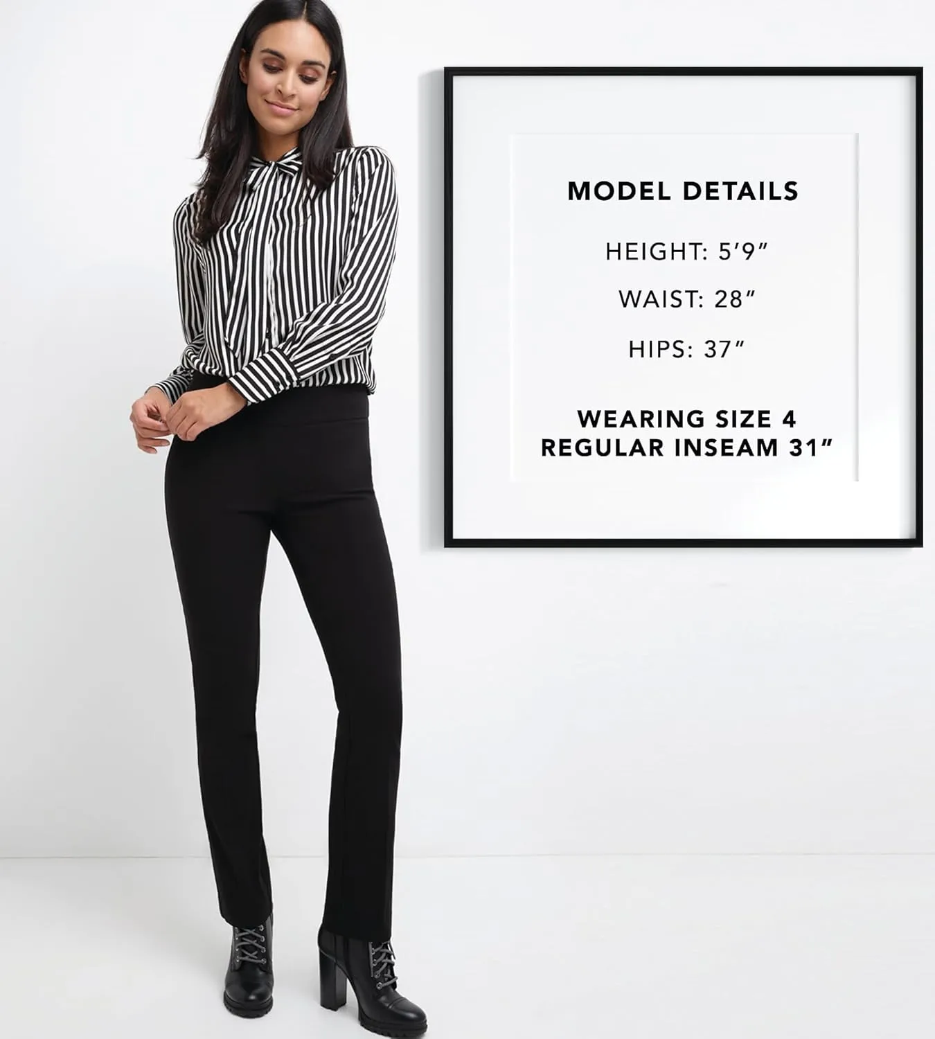 Rekucci Women's Ease Into Comfort Stretchy Straight Leg Office Pant with Tummy Control