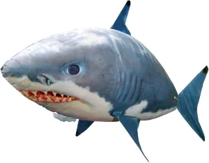 Remote Control Flying Shark, Inflated RC Inflatable Balloon Shark Clownfish Decoration for The Office, Family, Birthday Party, Wedding, Indoor Play (Blue Shark)