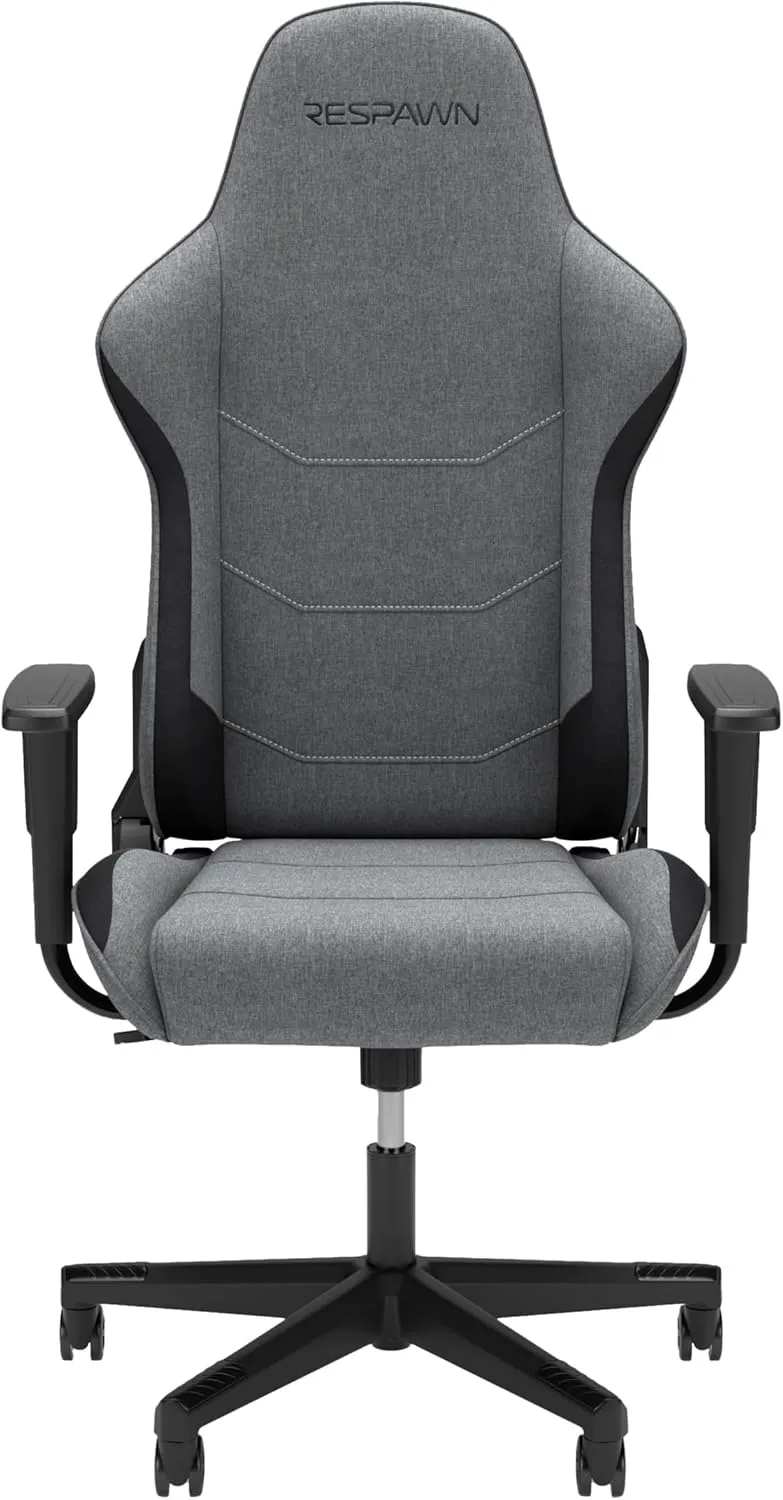 RESPAWN 110 Fabric Gaming Chair Ergonomic Racing Style High Back PC Computer Desk Office Chair - 360 Swivel, Integrated Headrest, 135 Degree Recline Adjustable Tilt Tension Angle Lock - 2023 Grey