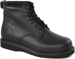 Rhino 61M21 6 inch Plain Toe Leather Work Boot - Black