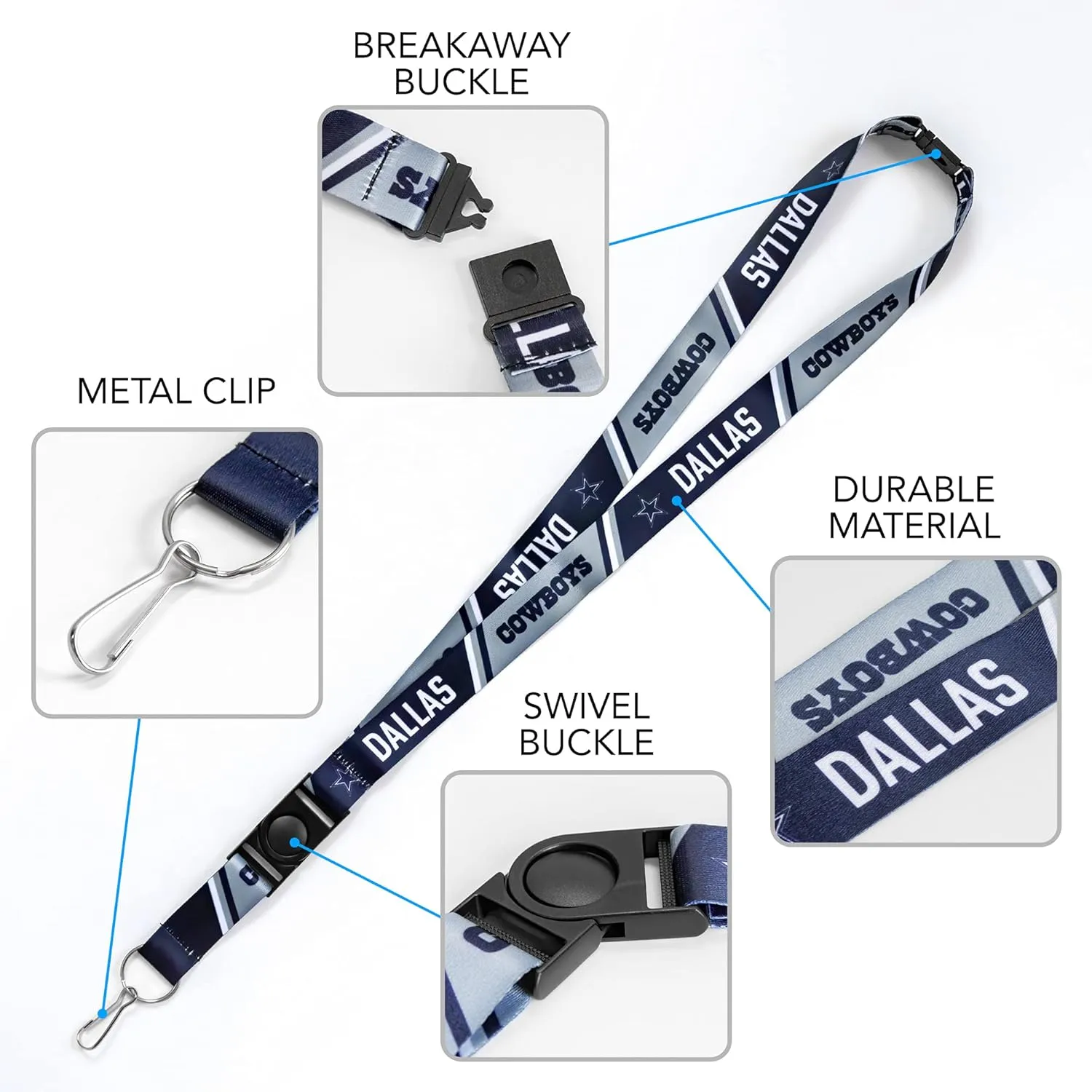 Rico Industries NBA Basketball 18" x 1" Premium Unisex-Adult Safety Breakaway Lanyard