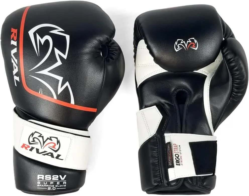 RIVAL Boxing RS2V 2.0 Super Sparring Gloves - Uses a Single Strap, Hook and Loop System Instead of Laces, Soft Inner Lining