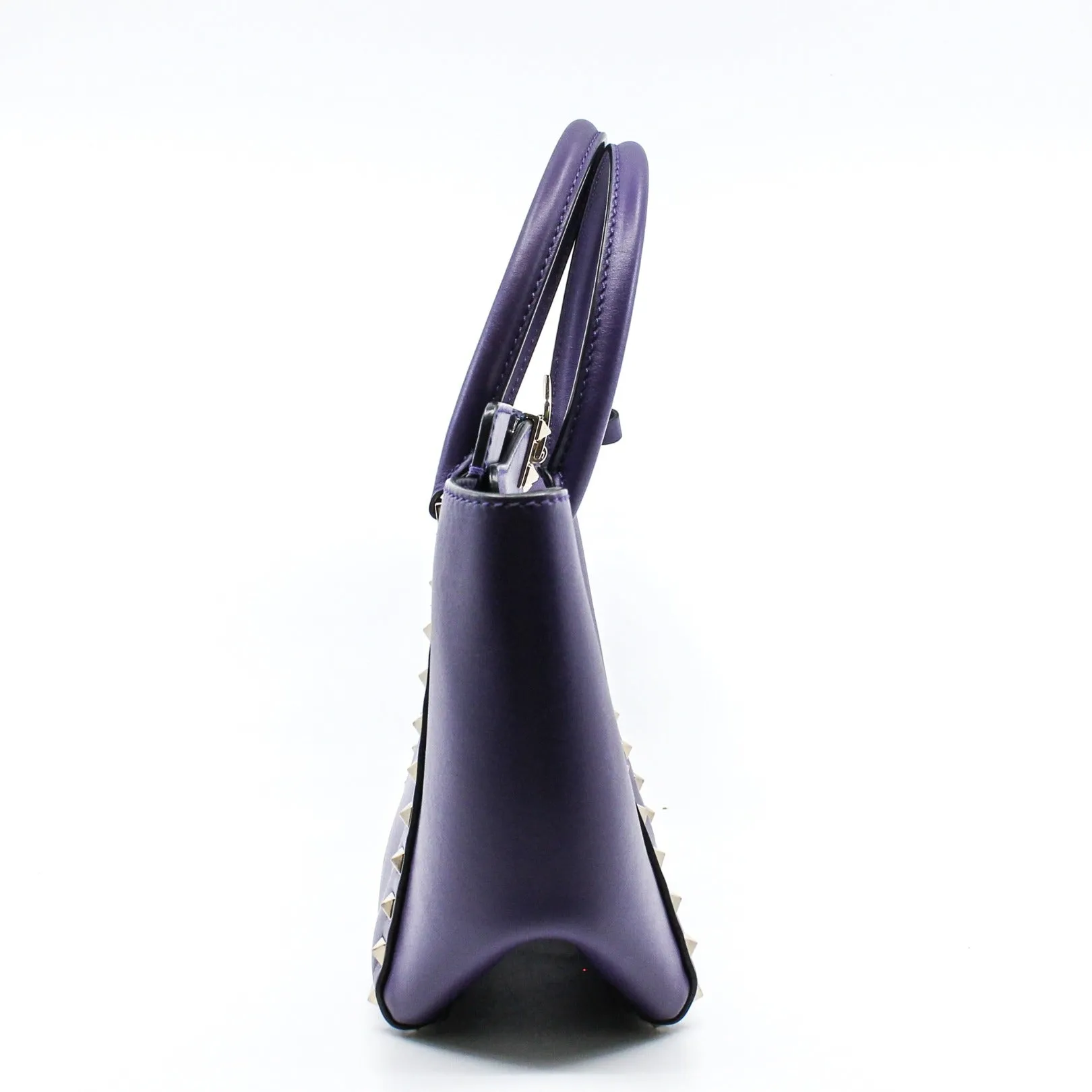 ROCKSTUD TOTE PEBBLED SMALL LEATHER purple PHW