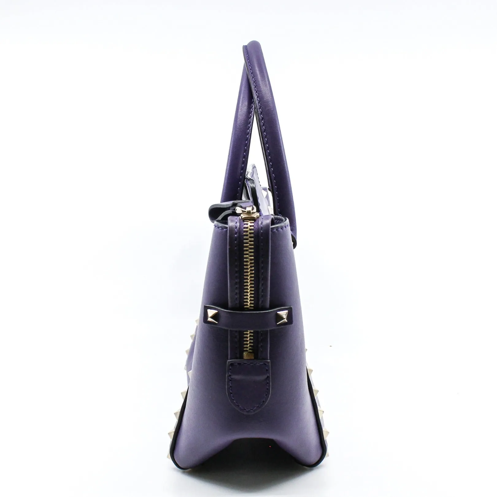 ROCKSTUD TOTE PEBBLED SMALL LEATHER purple PHW