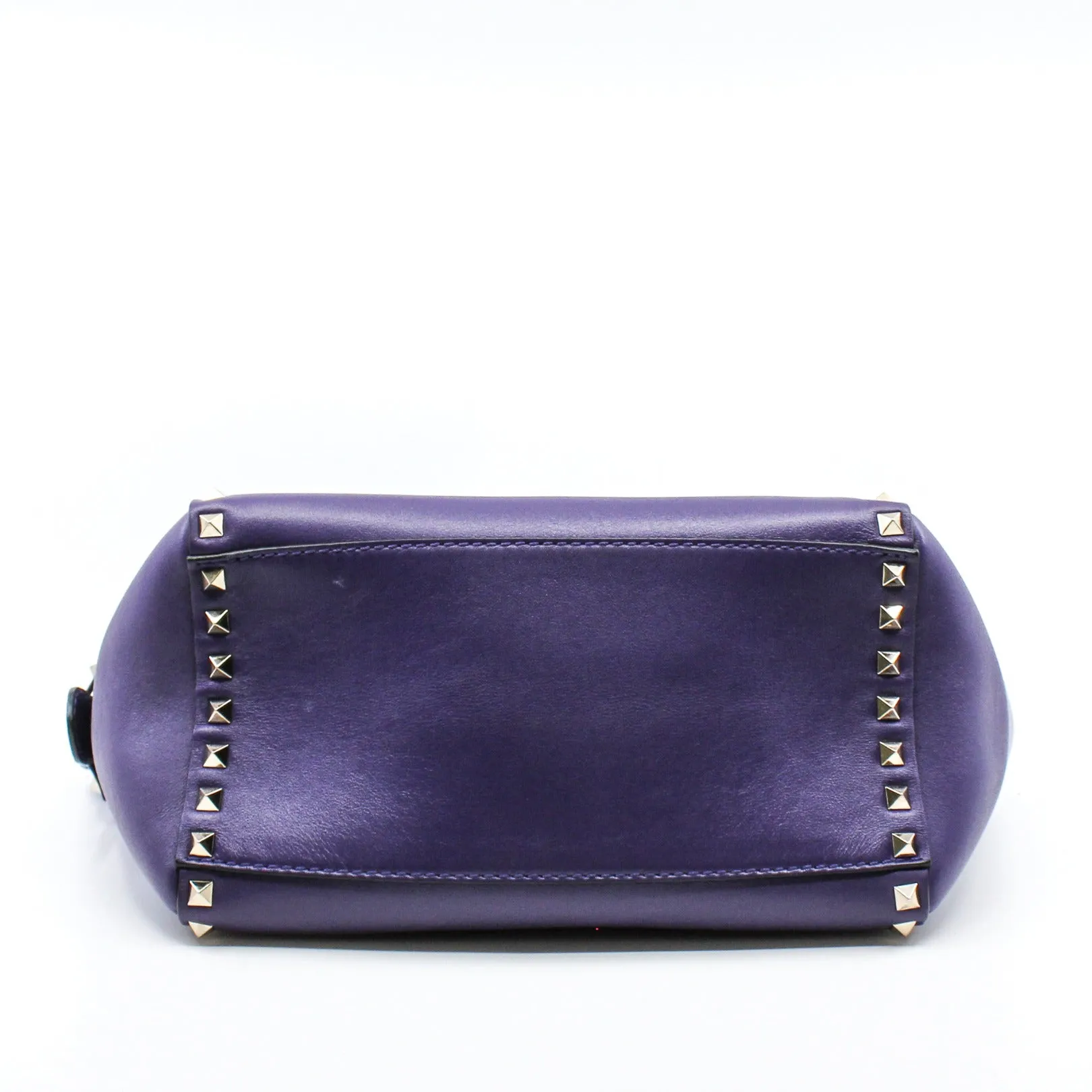 ROCKSTUD TOTE PEBBLED SMALL LEATHER purple PHW