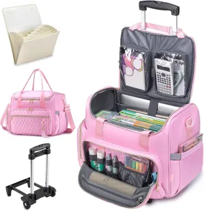 Rolling Laptop Bag 17.3 Inch 3 IN 1 Rolling Briefcase for Women Waterproof Teacher Tote Bag With Wheels
