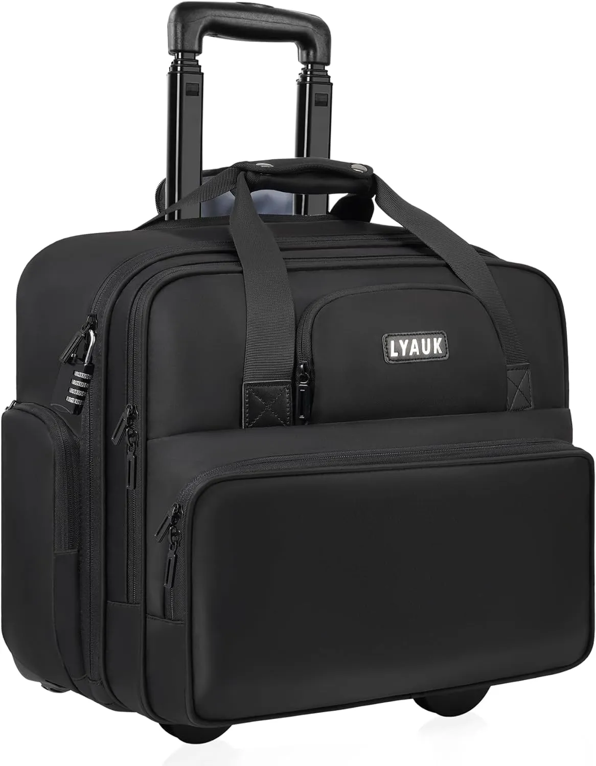 Rolling Laptop Bag Men Women with Wheels, Anti Theft Rolling Briefcase for 17.3 inch Laptop, Water Resistant Overnight Rolling Computer Bag Carry on Laptop Briefcase for Travel/Work/Business