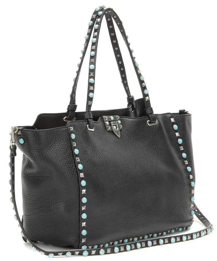 Rolling Rockstud Leather Tote
