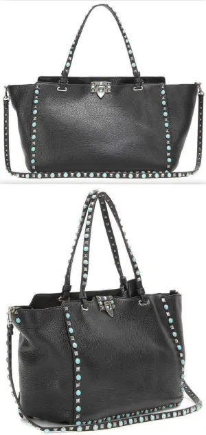 Rolling Rockstud Leather Tote