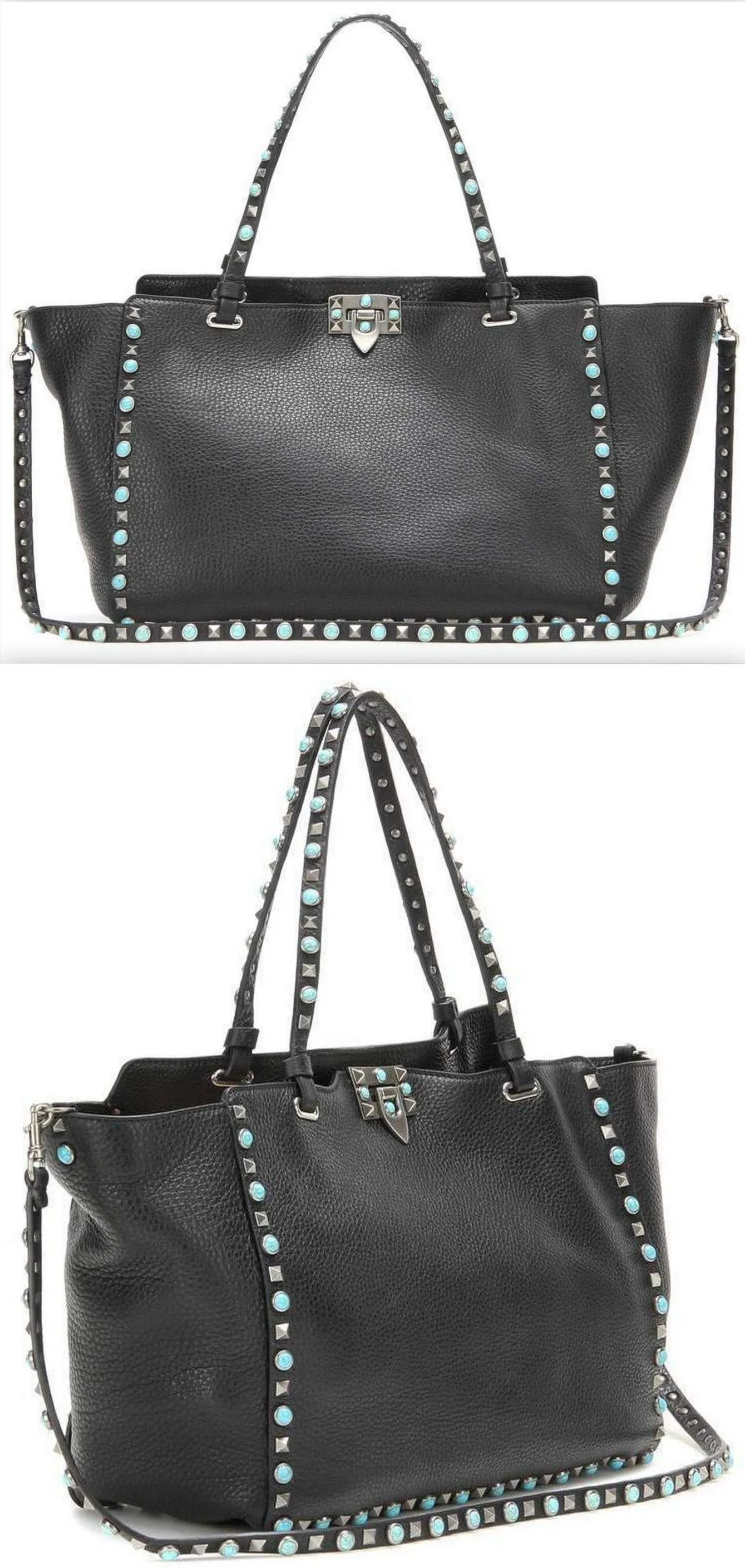 Rolling Rockstud Leather Tote