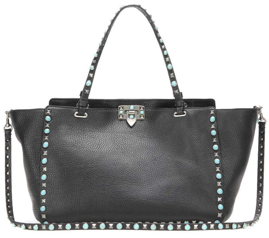 Rolling Rockstud Leather Tote