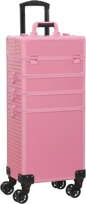 Rolling Train Case 4-in-1 Portable Makeup Train Case Professional Cosmetic Organizer Makeup Traveling case Trolley Cart Trunk