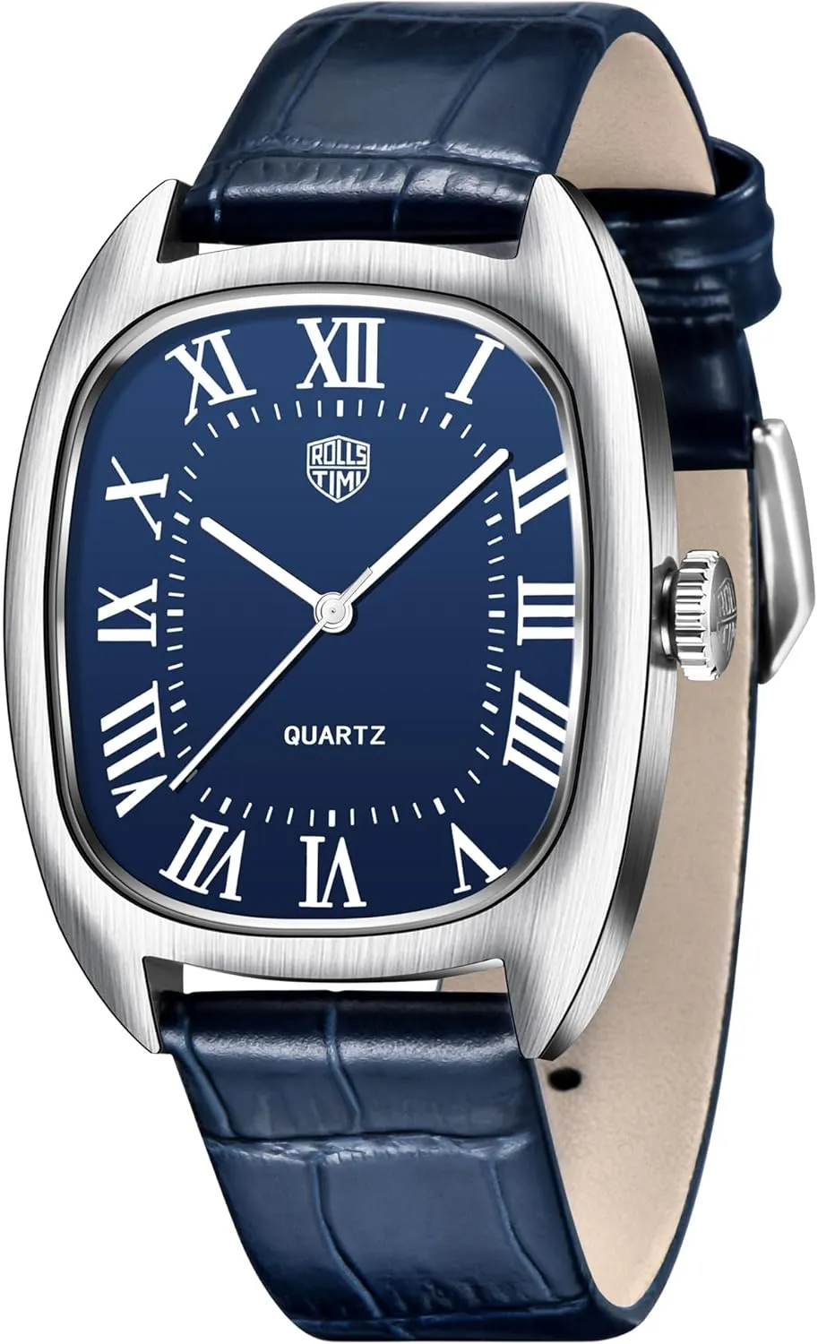 RollsTimi Classic Men's Watch VH31 Quartz Movement Square Stainless Steel Case Waterproof Leather Strap Simplicity Business Wristwatches