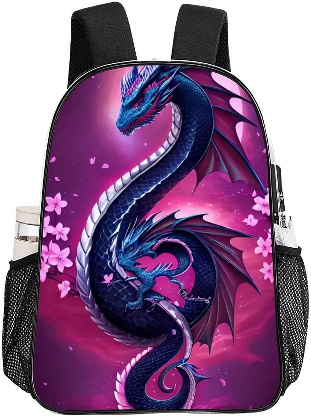 Romantic Dragon Cherry Flowers Art Rucksack Transparent Anti-Theft Multipurpose Carry On Bag Large Capacity Travel and Sport Backpack Rucksack With Smooth Zippers