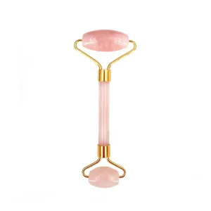 Rose Quartz Jade Roller Set Real Jade Gouache Scraper Jade Massager Gua Sha Board Massager Face Roller(Style a)