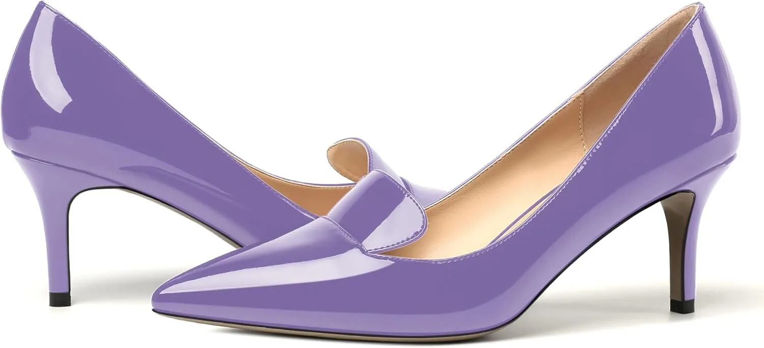 ROSERWISH Womens Patent Pointed Toe Fashion Party Slip On Office Stiletto High Heel Pumps Dress Shoes 2.5 Inch