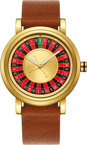 Roulette Wheel Shows The Time Stainless Business Casual Wristwatch Leather Watch Band