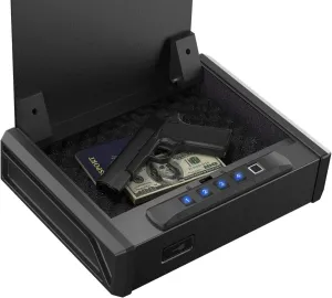 RPNB Gun Safe for Handgun, Pistol Safe with Fingerprint, Biometric Gun Safe for Handgun with Digital Keypad, Quick Access Handgun Safe for Home Nightstand Bedside, Gun Lock Box for 2 Pistols and More
