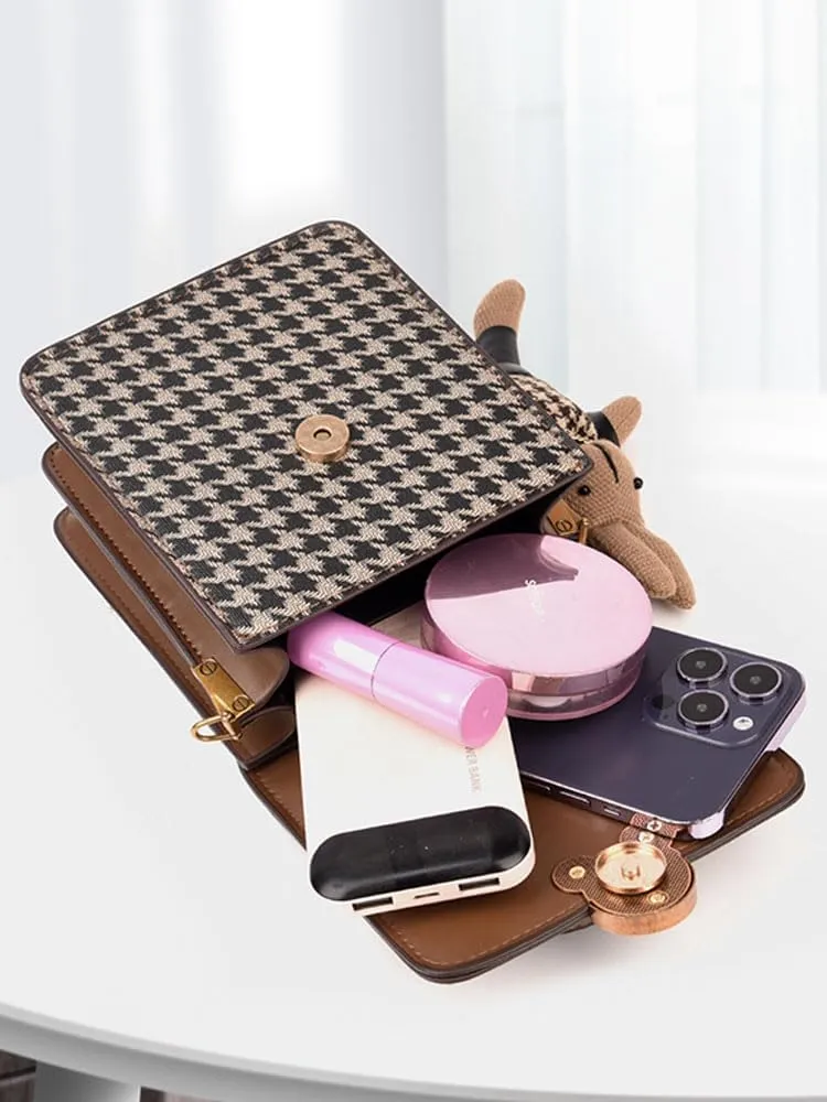 RTGGSEL Quilted Lattice Crossbody Shoulder Bags for Women Small Tote Square Satchel Handbags Purse with Bunny Doll Pendant
