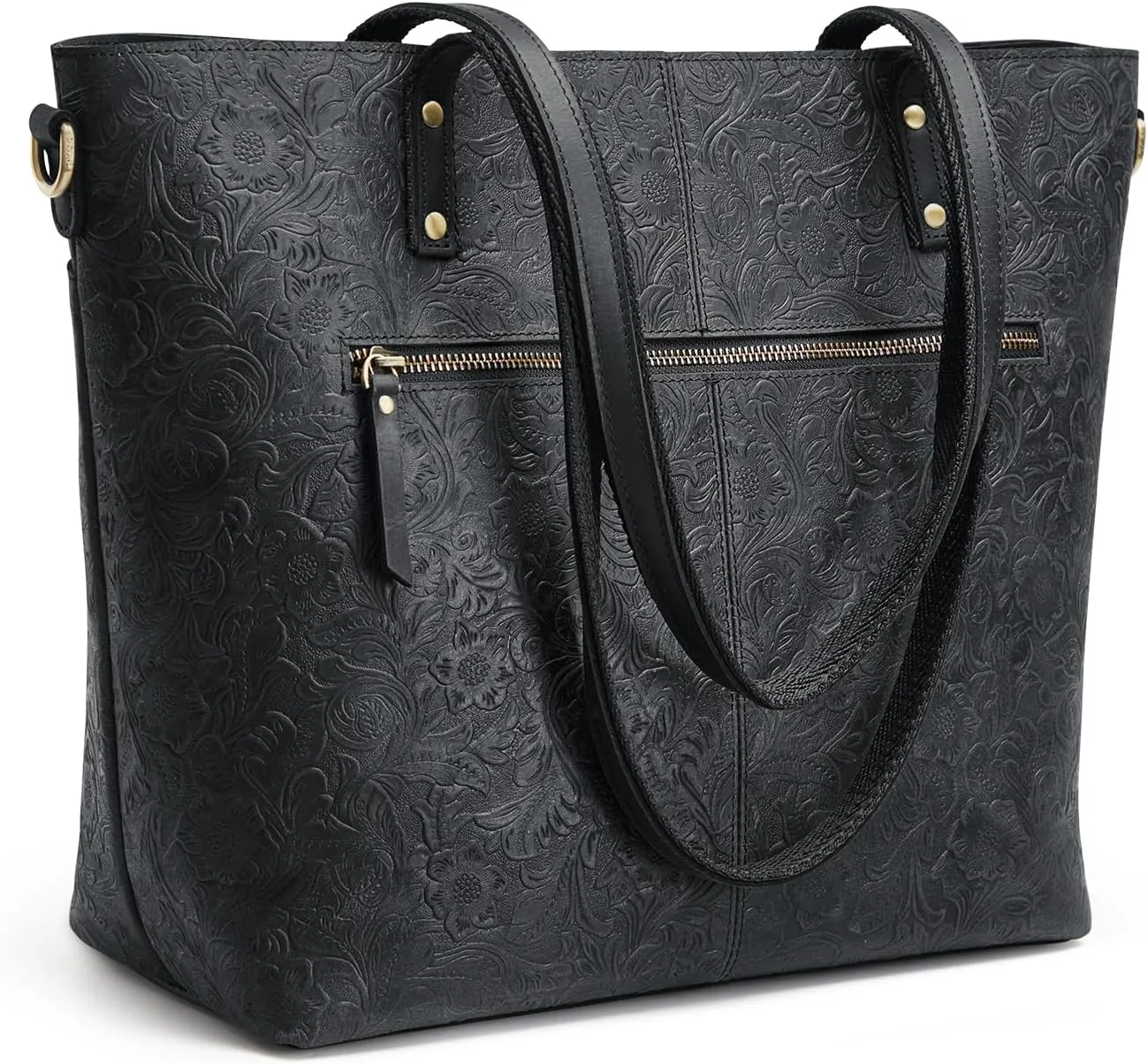 S-ZONE Leather Tote Bag for Women Large Work Totes Designer with Adjustable Strap