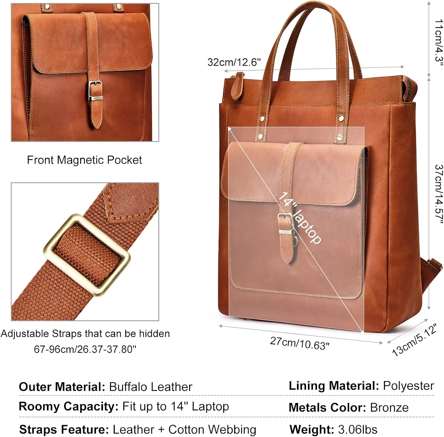 S-ZONE Women Genuine Leather Backpack Purse Retro Top-handle Bags Vintage Totes