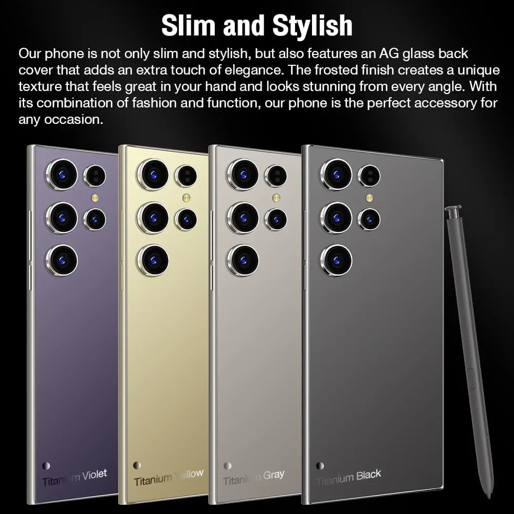 S24 Ultra Unlocked Phones 5G Cell Phone,Smartphone with Tool Pen, Android 14.0 Cell Phone 6GB 256GB Dual SIM Dual Standby (Purple)
