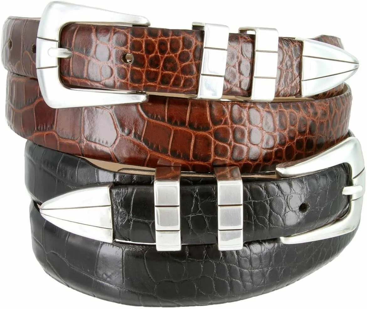 S6096 Genuine Full-Grain Cowhide Leather Designer Dress Belt 1-1/8"(30mm) taper down to 1"(25mm) wide