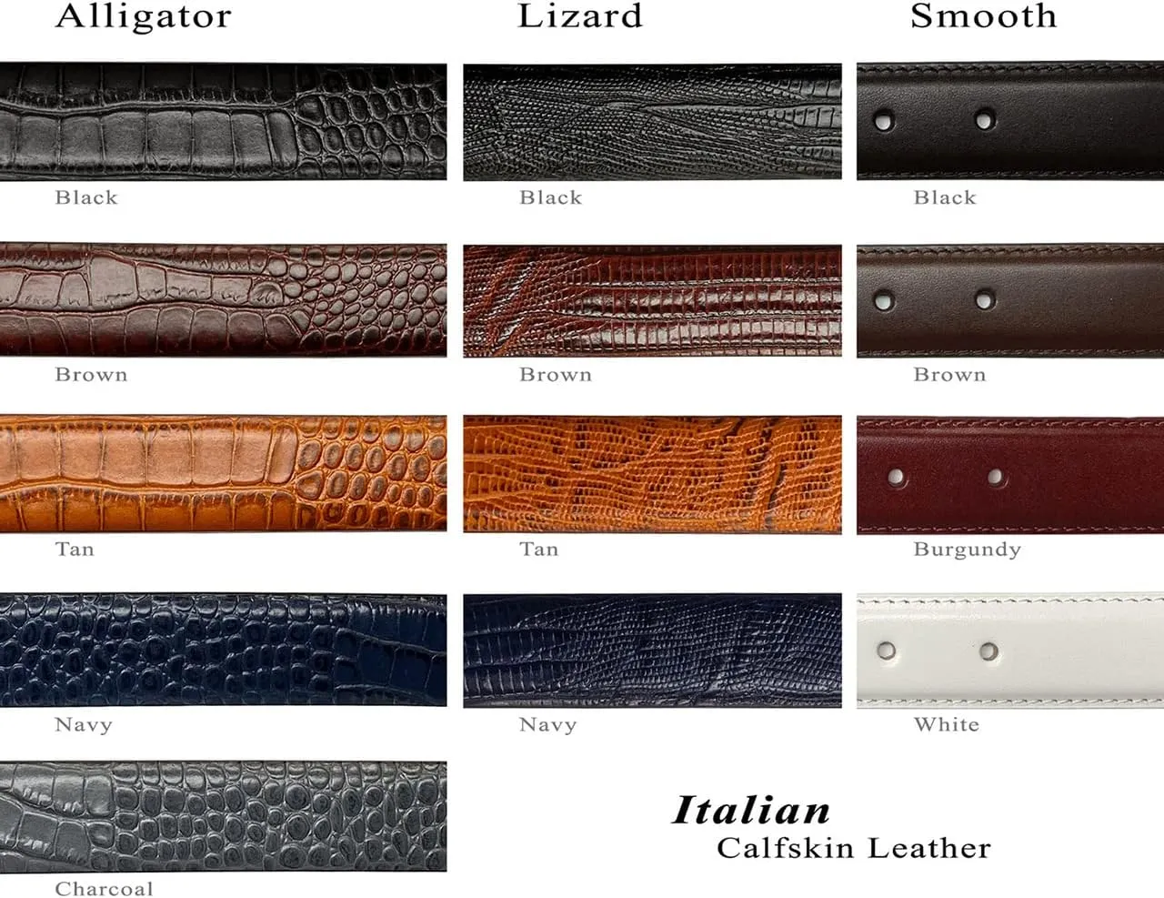 S6096 Genuine Full-Grain Cowhide Leather Designer Dress Belt 1-1/8"(30mm) taper down to 1"(25mm) wide