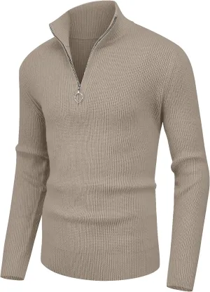 Sailwind Men's Soft Sweaters Quarter Zip Pullover Classic Ribbed Turtleneck Sweater