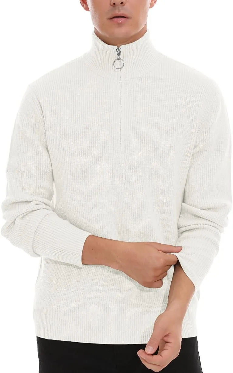 Sailwind Men's Soft Sweaters Quarter Zip Pullover Classic Ribbed Turtleneck Sweater