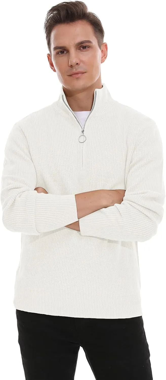 Sailwind Men's Soft Sweaters Quarter Zip Pullover Classic Ribbed Turtleneck Sweater