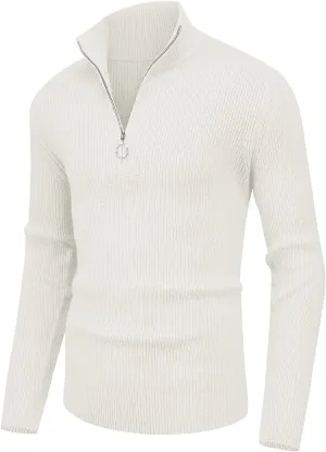 Sailwind Men's Soft Sweaters Quarter Zip Pullover Classic Ribbed Turtleneck Sweater