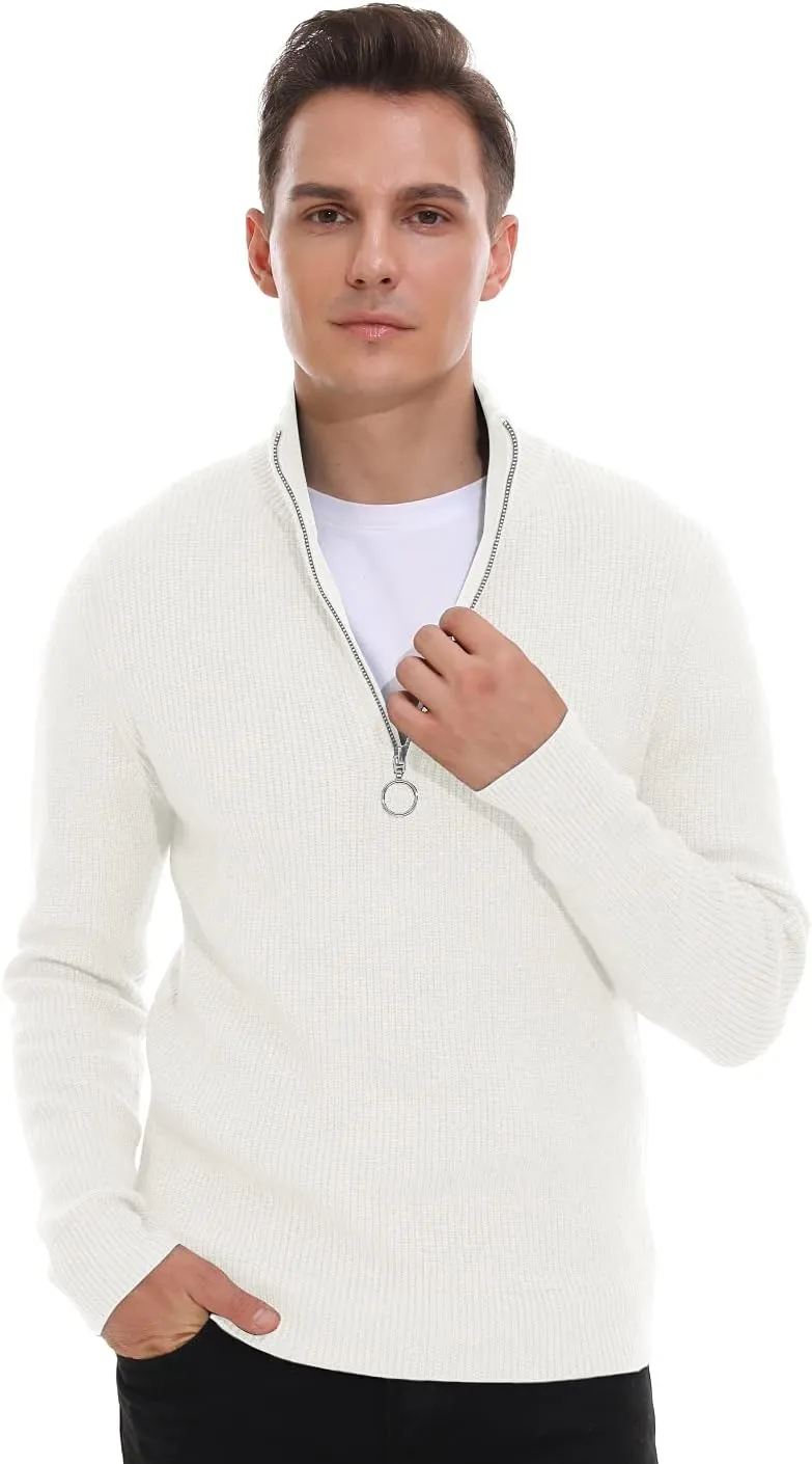 Sailwind Men's Soft Sweaters Quarter Zip Pullover Classic Ribbed Turtleneck Sweater