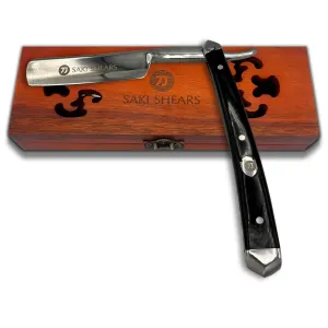 Saki Shears Professional Straight Razor for Men - Barber Shaving Razor - Stainless Steel, Wood Handle and Display Box (Ronin)