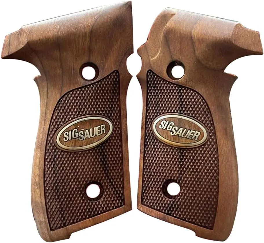 Salvatore Walnut Wood Handle Pistol Grips for Sig Sauer P229 with Metal Logo 5 Pieces Screws