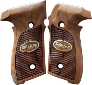 Salvatore Walnut Wood Handle Pistol Grips for Sig Sauer P229 with Metal Logo 5 Pieces Screws