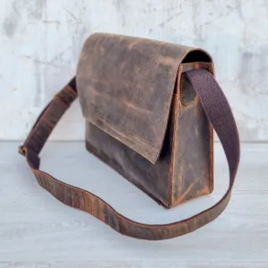 Sample Brown Leather Messenger Bag