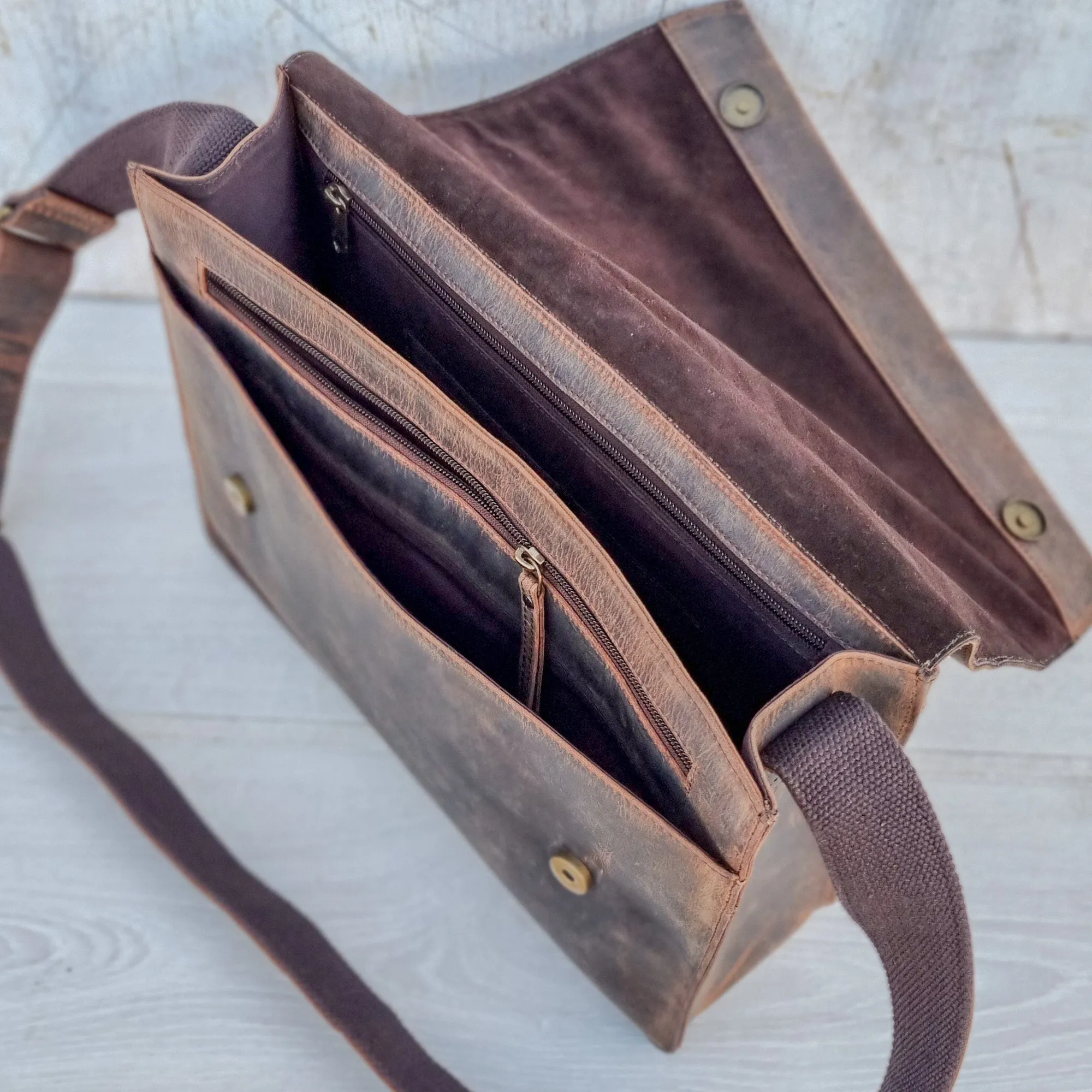 Sample Brown Leather Messenger Bag